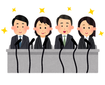 記者会見で話す人のイラスト