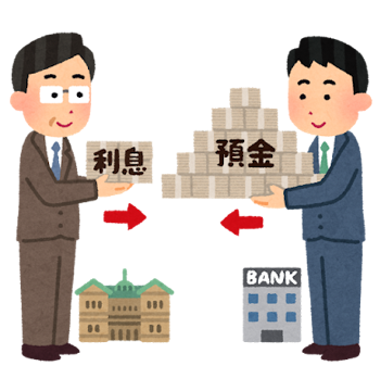 銀行が日本銀行に預金をするイラスト